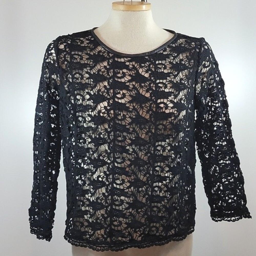 JOIE Antonia Lace Zip Back Top size S